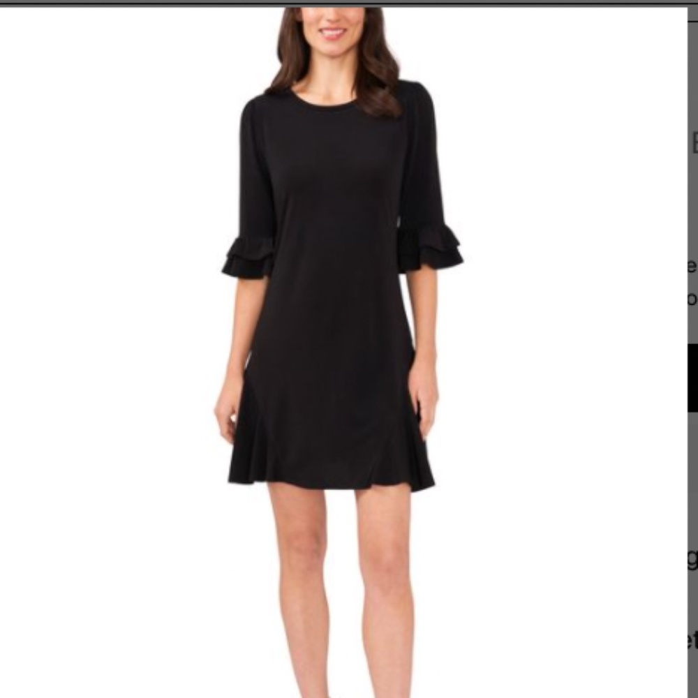 CeCe Black Bell Sleeve Detail Sheath Dress